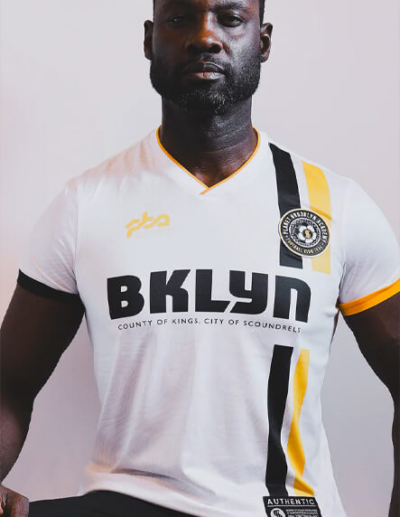 Bklyn Football player wearing a jersey